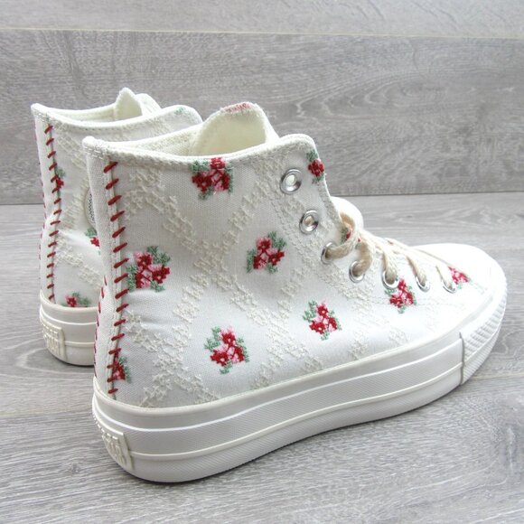 Converse Chuck Taylor Lift Platform Rose Cross Stitch Womens Size 8 NEW - Picture 7 of 15